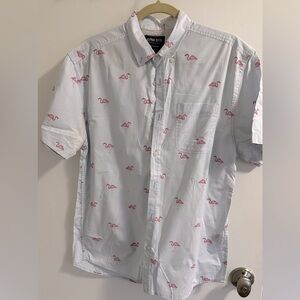 Men’s fun patterned button down flamingo
